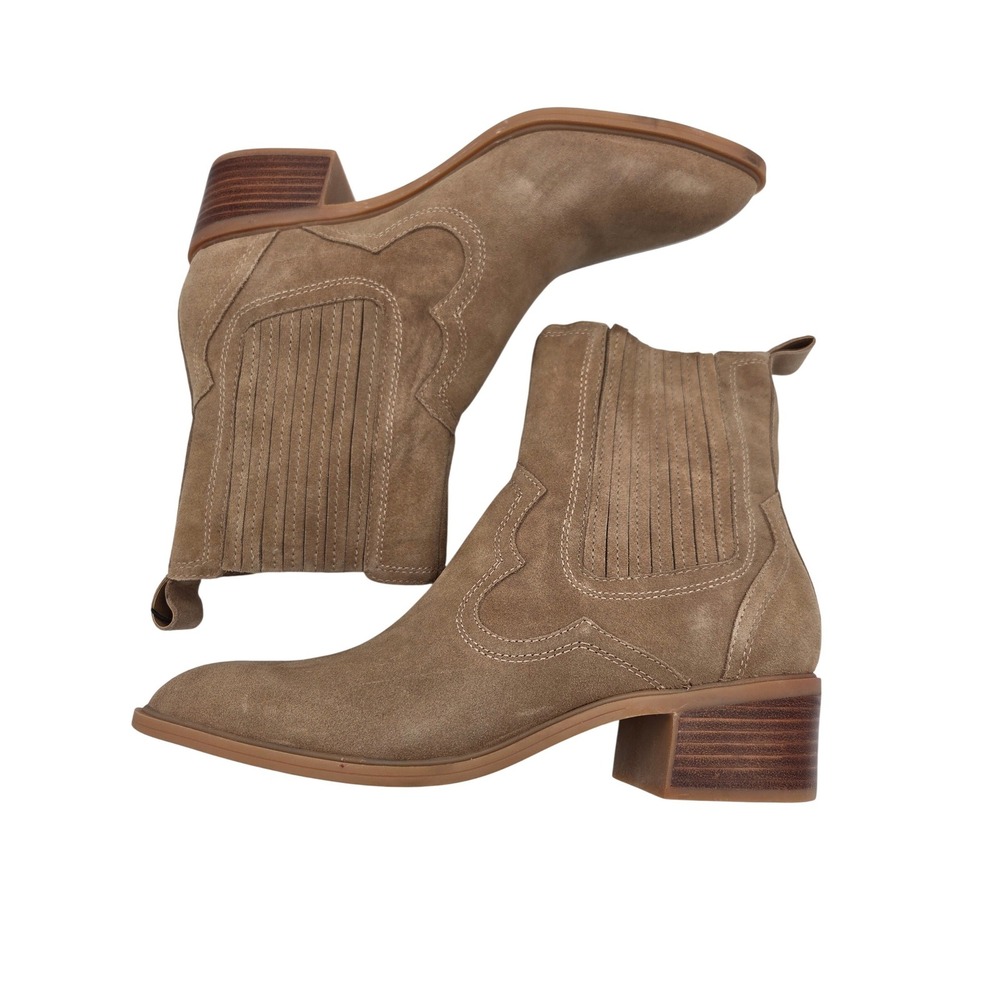 Dolce Vita Senna Waterproof Suede Tan Western Ankle Boot Womens 11 - Picture 4 of 10
